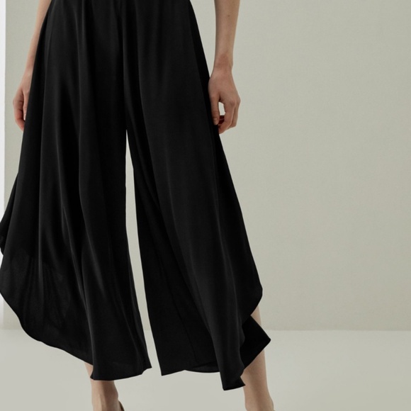LILYSILK Black Mulberry Silk Wide-Leg Pants - Picture 1 of 10